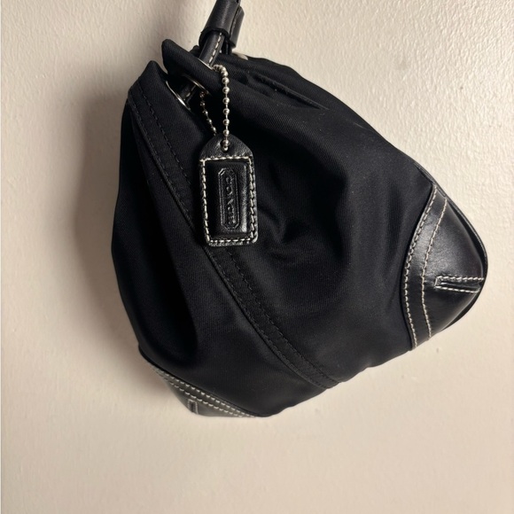 COACH Mini Drawstring Signature Nylon & Leather Coin Pouch Purse - Picture 4 of 9